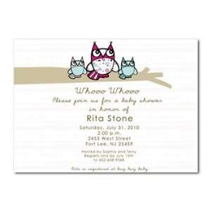 Whoo Whoo Owl Baby Shower Invitations (Twins)
