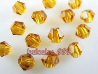 500pcs Faceted Glass Crystal Bicone Beads 3mm G310 Light Smoke Yellow 
