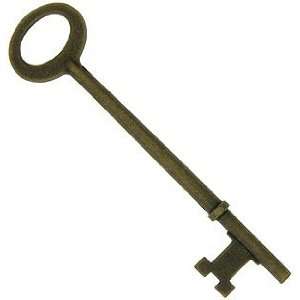  3 1/8 Antique Brass Plated Skeleton Key With Triple 