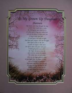 GROWN UP DAUGHTER PERSONALIZED POEM MOTHERS DAY GIFT  