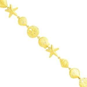  14K Gold Seashell Fancy Link Bracelet 7 Jewelry