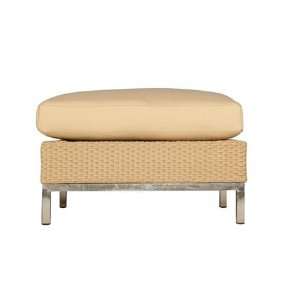   Wicker Cushion Side Patio Ottoman White Finish