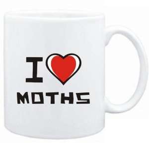 Mug White I love Moths  Animals 