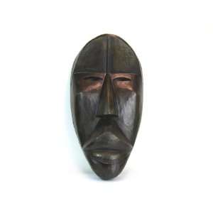  African Tribal Dark Green and Black Mask Hand Carved and 