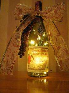LIGHTED DECORATED WINE BOTTLE BEAUJOLAIS NOUVEAU FRENCH GRT HOLIDAY 