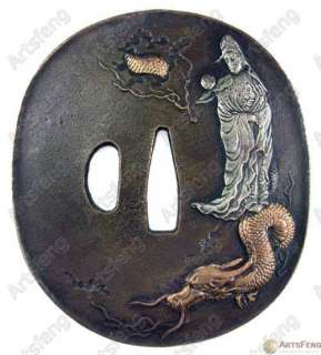 kwan yin dragon tsuba size cm 8 2x7 4x0 7 data just for reference only 