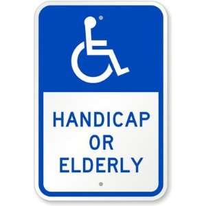  Handicap Or Elderly (with Graphic) Aluminum Sign, 18 x 12 
