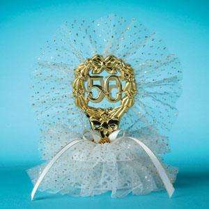 50th Wedding Anniversary Cake Topper 9 White Gold 132G  
