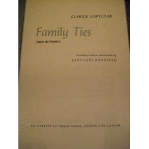  Family Ties (9780292724044) Clarice LISPECTOR Books