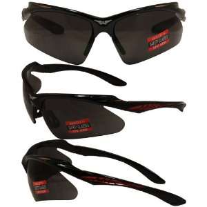 Global Vision Highlight Safety Sunglasses Black Frame Orange Accents 