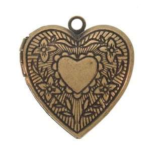  Antique Brass Heart Locket Pendant 23mm (1): Arts, Crafts 