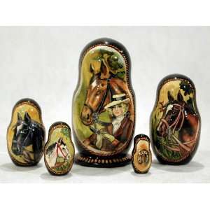  English Horse Russian Stacking Doll 5pc./6 Toys & Games