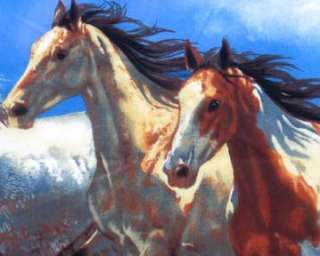 Wild & Free Native Horses & Pinto Ponies Quilt Panel  