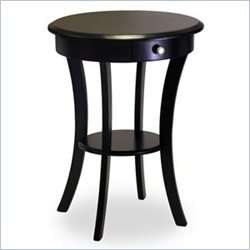 Winsome Wood Sasha Round Accent Table with Drawer Curved Legs in Black 