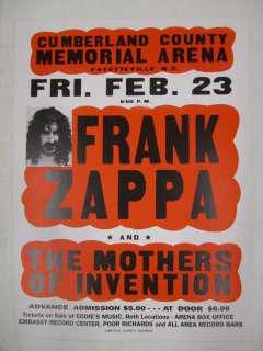 Legendary GLOBE POSTER CLASSIC Baltimores Own FRANK ZAPPA Never 