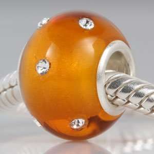  Kera Style Citrine Color Murano Polished Glass Bead with 