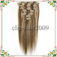20 7 pcs Remy Clips on Human Hair Extensions # 12/613  