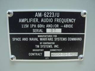 Space and Naval TM System AM 6223/U Audio Amplifier Amp  