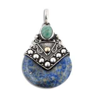 Blue Lapis and ite Donut Bali Style Sterling Silver Pendant