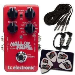 TC Electronic Hall of Fame Reverb Guitar Effects Pedal Bundle with Two 
