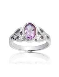  Jewelry .925 Sterling Silver Celtic Triquetra Amethyst Color Ring 
