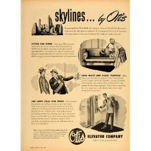  1947 Ad Otis Elevator Operator New York City Skyline 