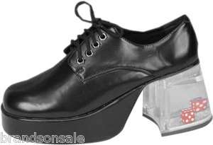 Mens 70s Dice Platform Disco Pimp Shoes Black or White 885487360126 