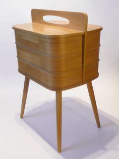   1960s Oak SEWING BOX Atomic Mid Century Eames Danish 70s Era  