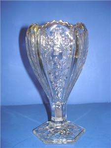 Indiana Glass Panelled Heather Crystal Gold Vase EAPG  