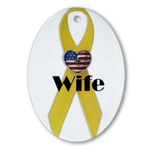  Military Backer Wife (Yellow Ribbon) Oval Ornament: Home 