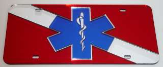 RESCUE DIVE FLAG Mirror License Plate EMT EMS Fire Tag  