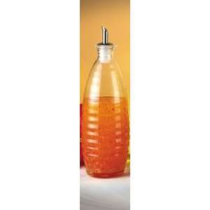 Ribbed Glass Oil Storage Bottle Pour Spout Dispenser  