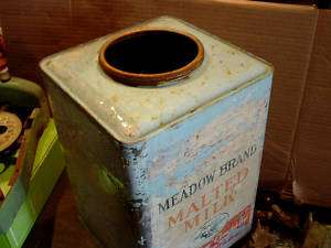 vtg bordens malted milk tin can meadow brand final sale  