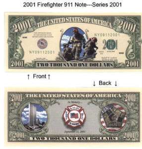 11 Firefighters 2001 Dollars Bill Notes Lot of 25  