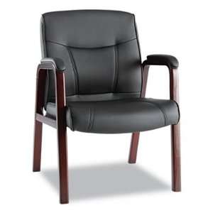  Alera Madaris Series Leather Guest Chair with Wood Trim 