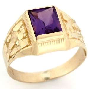   Synthetic Alexandrite June Birthstone Diamond Cut Nugget Ring Jewelry