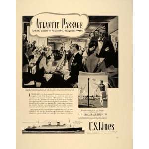  1939 Ad U.S. Lines SS Manhattan Washington Cruise Ships 