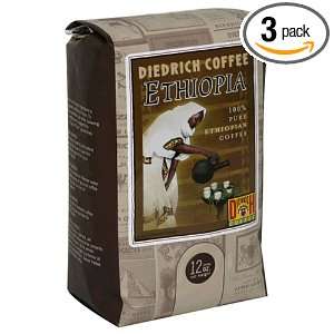 Diedrich Coffee, Ethiopia, WHOLE BEAN, 12 Ounce Bags (Pack of 3 