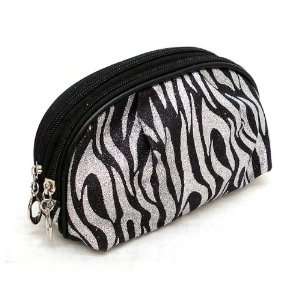   Inspired Zebra Black Cosmetic Bag Zip Top Gift Item: Everything Else