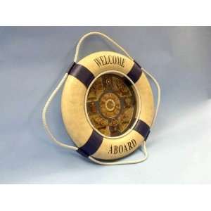    Blue Welcome Aboard Life Preserver Clock 29