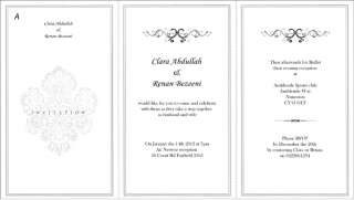 100 Classical White Wedding Invitations n Envelopes Set  