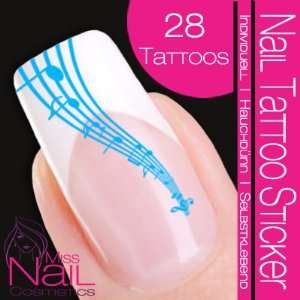  Nail Tattoo Sticker Music / Notes   turquoise: Beauty