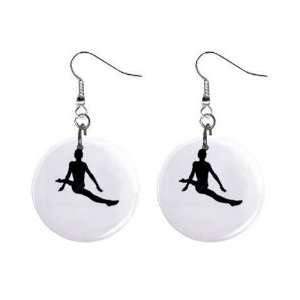   Gymnast #4 Dangle Button Earrings Jewelry 1 inch Round 12779169