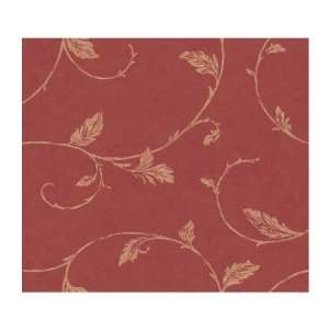   Rose LN7570 Leaf Scroll Wallpaper, Dark Red/Brown
