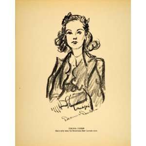 1938 Deanna Durbin Actress Henry Major Bugs Baer Litho.   Original 