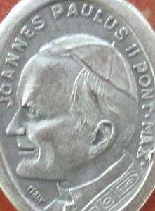Pope John Paul II Medal + Wearing Skullcap + Pray for Us  