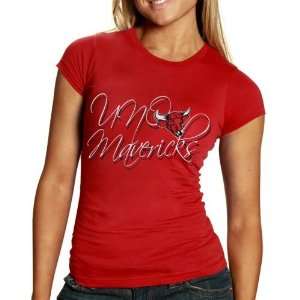  NCAA Nebraska Omaha Mavericks Ladies Red Script T shirt 