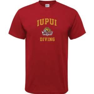  IUPUI Jaguars Cardinal Red Diving Arch T Shirt: Sports 