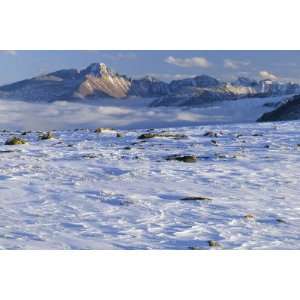  Wind Blown Snow & Longs Peak Above Clouds, Rocky Mountains 
