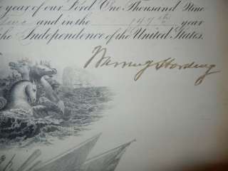 Warren G. Harding Document Signed as President   RARE Military 